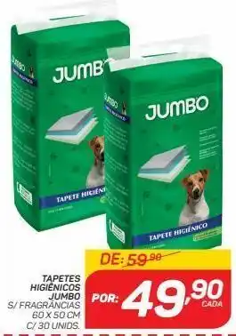 GBarbosa Tapetes higiênicos jumbo s/ fragrâncias 60 x 50 cm c/ 30 unids. oferta