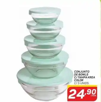 GBarbosa Conjunto de bowls c/ tampa krea color c/ 5 unids oferta
