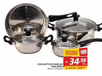 GBarbosa Conjunto de panelas inox krea 181 c/ 4 peças oferta