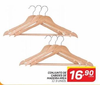 GBarbosa Conjunto de cabides de madeira krea c/ 3 unids oferta