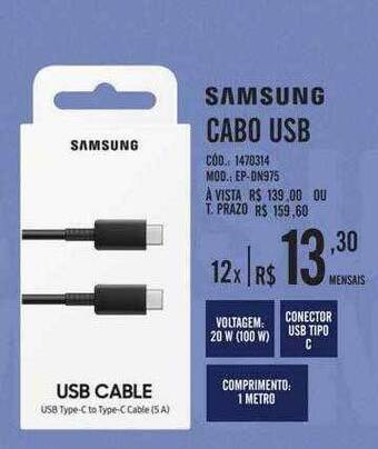 Zema Samsung cabo usb oferta