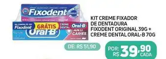 Coocerqui Kit creme fixador de dentadura fixodent original + creme dental oral-b oferta