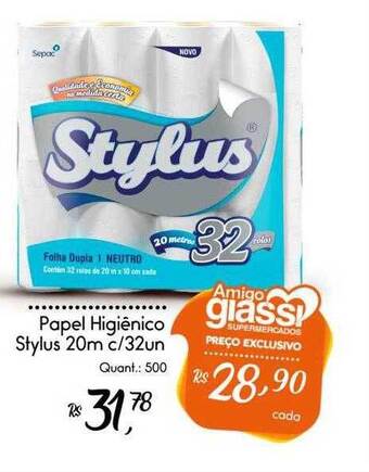 Giassi Supermercados Papel higiênico stylus 20m oferta