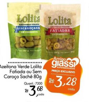 Giassi Supermercados Azeitona verde lolita fatiada ou sem caroço oferta