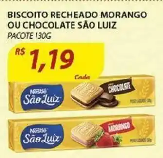 Assaí Atacadista Biscoito Recheado Lorango ou Chocolate Sao Luiz 130g oferta