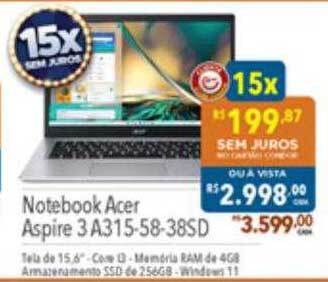 Supermercados Condor Notebook acer aspire 3 a315-58-38sd oferta