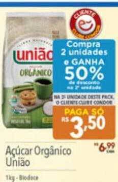 Supermercados Condor Açucar orgânico união oferta