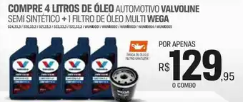 AutoZone Compre 4 litros de óleo automotivo valvoline semi sintético + 1 filtro de óleo multi wega oferta