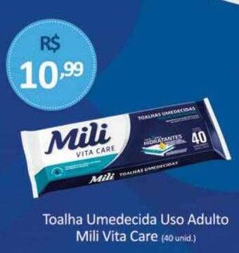 Tchê Farmácias Toalha umedecida uso adulto mili vita care oferta