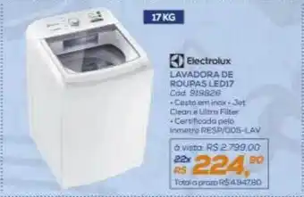 Lojas Colombo Electrolux lavadora de roupas led17 17 kg oferta