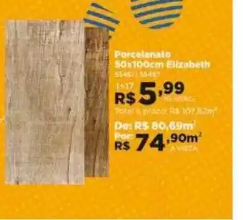 Lojas Solar Porcelanato 50x100cm elizabeth oferta
