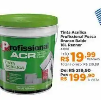 Lojas Solar Tinta acrilica profissional fosca branco balde renner oferta