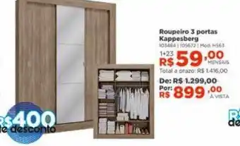 Lojas Solar Roupeiro 3 portas kappesberg oferta
