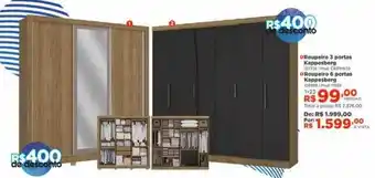 Lojas Solar Roupeiro 3 portas kappesberg 2- roupeiro 6 portas kappesberg oferta