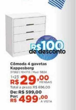 Lojas Solar Cômoda 4 gavetas kappesberg oferta