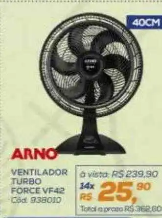 Lojas Colombo Arno ventilador turbo force vf42 oferta