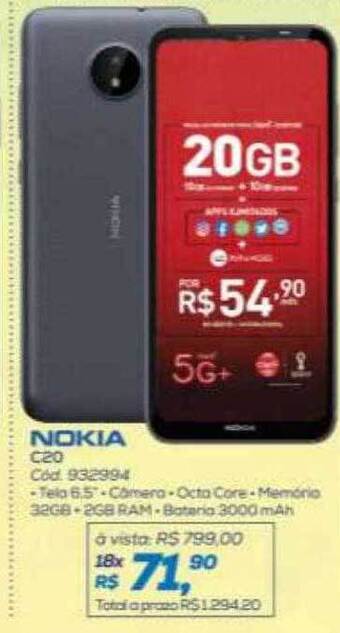 Lojas Colombo Nokia c20 oferta