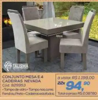 Lojas Colombo Conjunto mesa e 4 cadeiras nevada talisma oferta