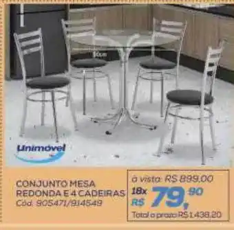 Lojas Colombo Conjunto mesa redonda e 4 cadeiras unimovel oferta