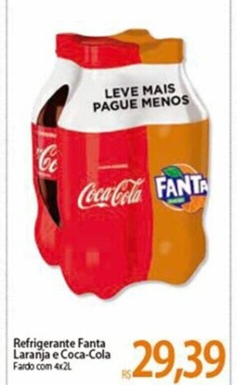 Atacadão Refrigerante Fanta Laranja e Coca Cola 4x2L oferta