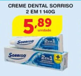 Roldão Creme dental Sorriso 2 em 1 140g oferta