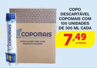 Copo Descartavel Copomais com 100 unidades de 300ml cada