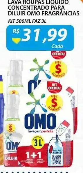 Assaí Atacadista Lava roupas líquido concentrado para diluir omo fragrâncias oferta