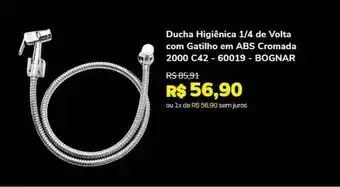 Ducha higiênica 1 4 de volta com gatilho em abs cromada 2000 c42 60019 bognar