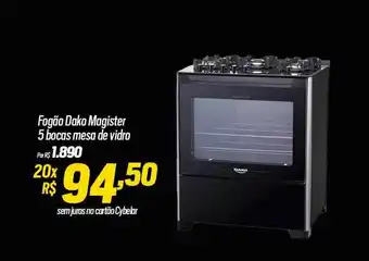 Fogão dako magister 5 bocas mesa de vidro