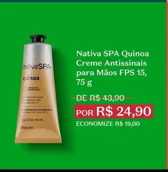 O Boticário Nativa spa quinoa creme antissinais fps 15, 75g oferta