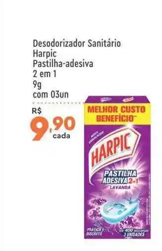 Desodorizador sanitário harpic pastilha-adesiva 2 em 1 9g com 03un