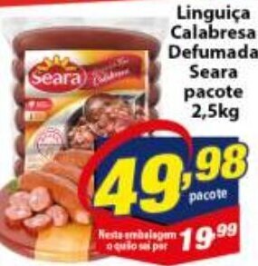 Vencedor Atacadista Linguica Calabresa Defumada Seara pacote 2.5kg oferta