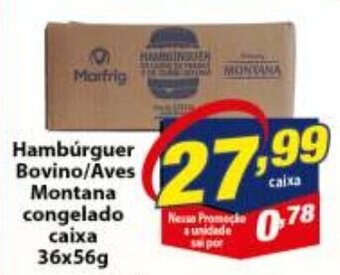 Vencedor Atacadista Hamburguer Bovino/ Aves Montana Congelado caixa 36x56g oferta