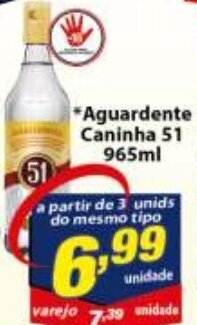 Vencedor Atacadista Aguardente Caninha 51 965ml oferta