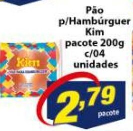 Pao p/ Hamburguer Kim pacote 200g c/04 unidades