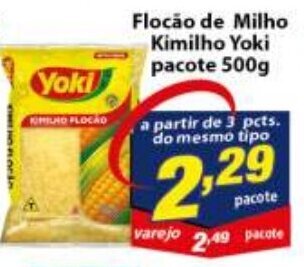 Vencedor Atacadista Flocao de Milho Kimilho Yoki pacote 500g oferta