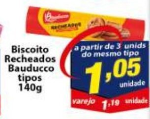 Vencedor Atacadista Biscoito Recheados Bauducco tipos 140g oferta