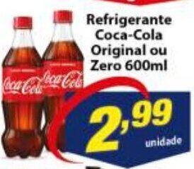 Vencedor Atacadista Refrigerante Coca Cola Original ou Zero 600ml oferta