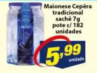 Vencedor Atacadista Maionese Cepera tradicional sache 7g pote c/ 182 unidades oferta