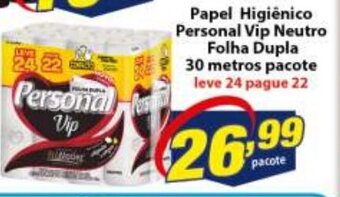 Vencedor Atacadista Papel Higiénico Personal Vip Neutro Folha Dupla 30metros pacote oferta