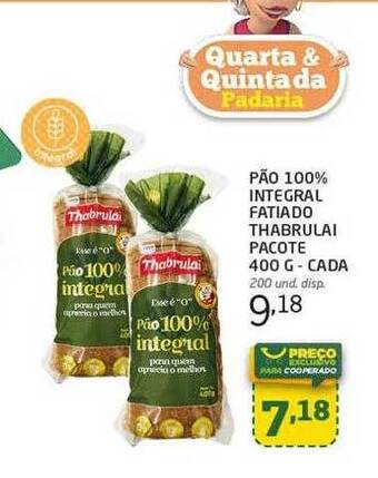 Cooper Pão 100% integral fatiado thabrulai oferta