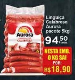 Rossi Supermercado Linguica Calabresa Aurora Pacote 1kg oferta