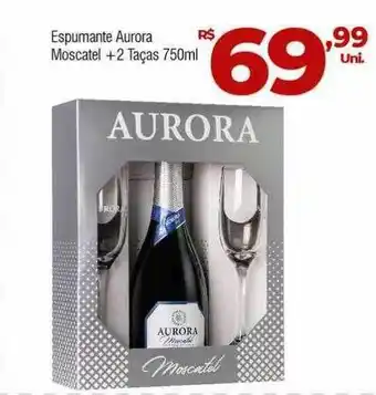 Brasão Supermercados Espumante aurora moscatel +2 taças oferta