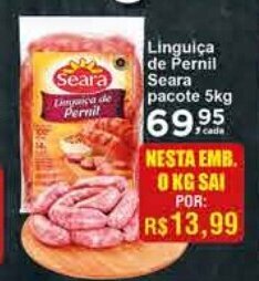 Rossi Supermercado Linguica de Pernil Seara pacote 1kg oferta