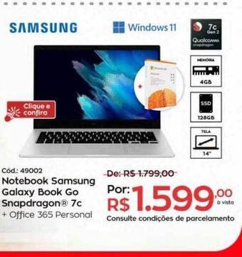 Ibyte Notebook samsung galaxy book go snapdragon 7c oferta