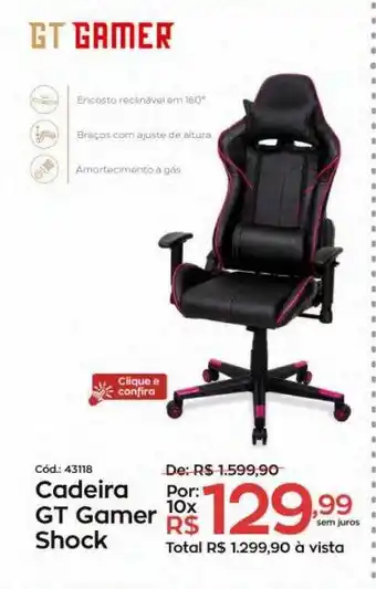 Ibyte Cadeira gt gamer shock oferta
