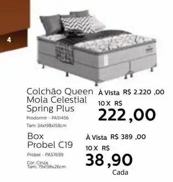 Colchão queen mola celestial spring plus box probel c19