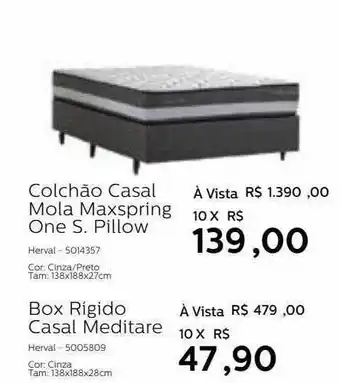 Colchão casal mola maxspring one s. pillow box rígido casal meditare