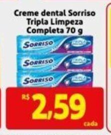 Extra Supermercado Creme dental Sorriso Tripla Limpeza Completa 70g oferta