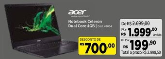 Deltasul Acer Notebook Celeron Dual Core 4gb oferta